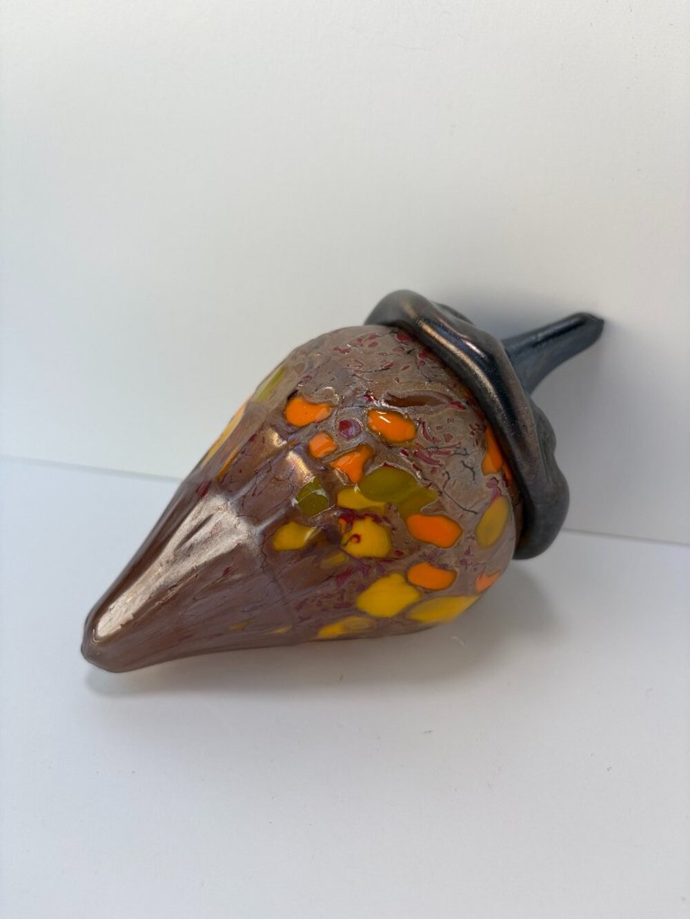 RARE Handmade Glass Blown Acorn Fall Decor Sculpture Signed PMH 2015